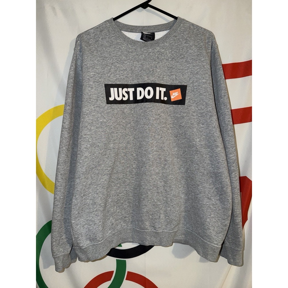 Nike Crewneck Sweatshirt Large Gray Pullover Just Do It